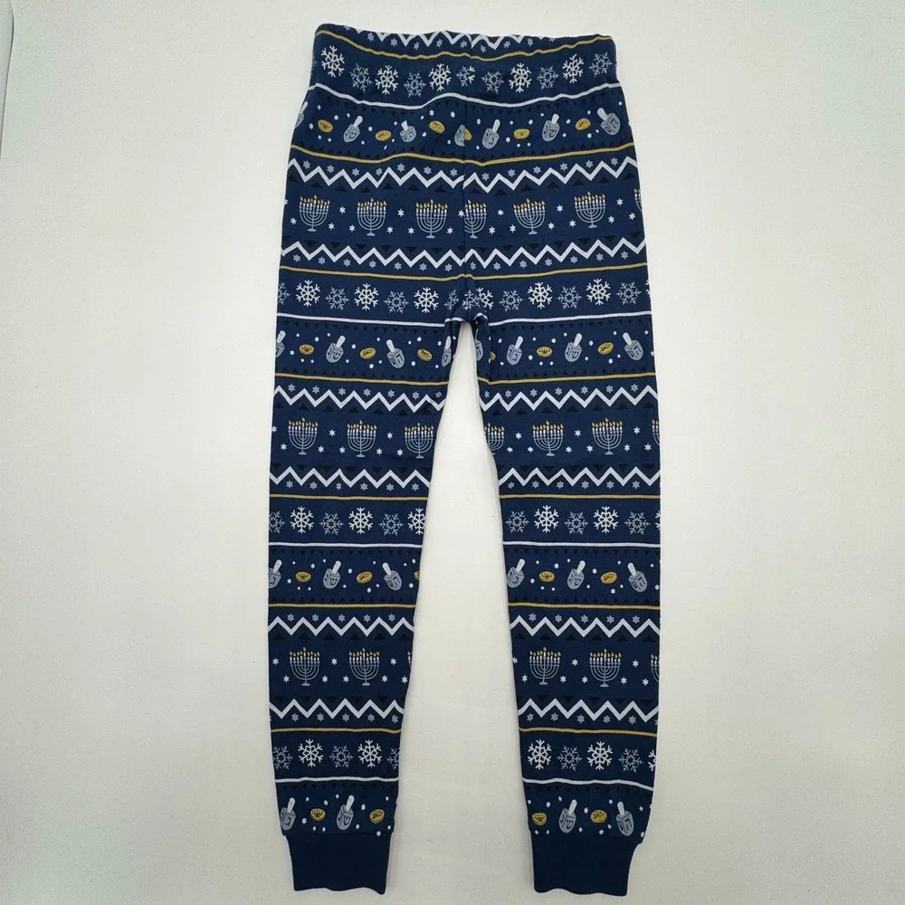 NEW Petit Lem Sleep Kids Pajamas Set Size 5 Blue Hanukkah Menorah Organic Cotton